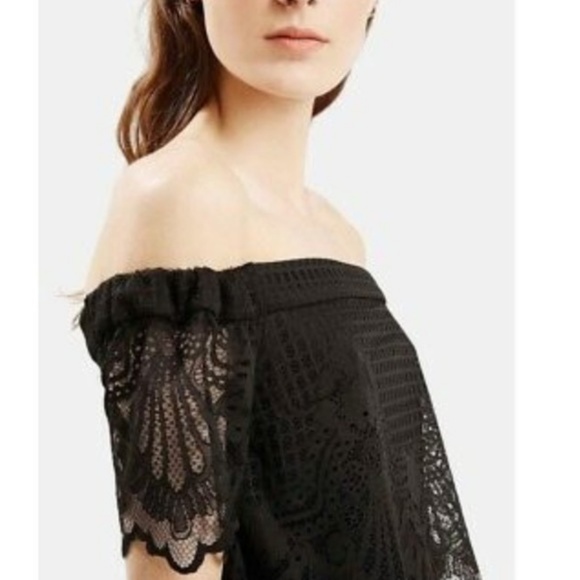 TOPSHOP Off Shoulder Lace Black Dress NWT - Picture 4 of 5